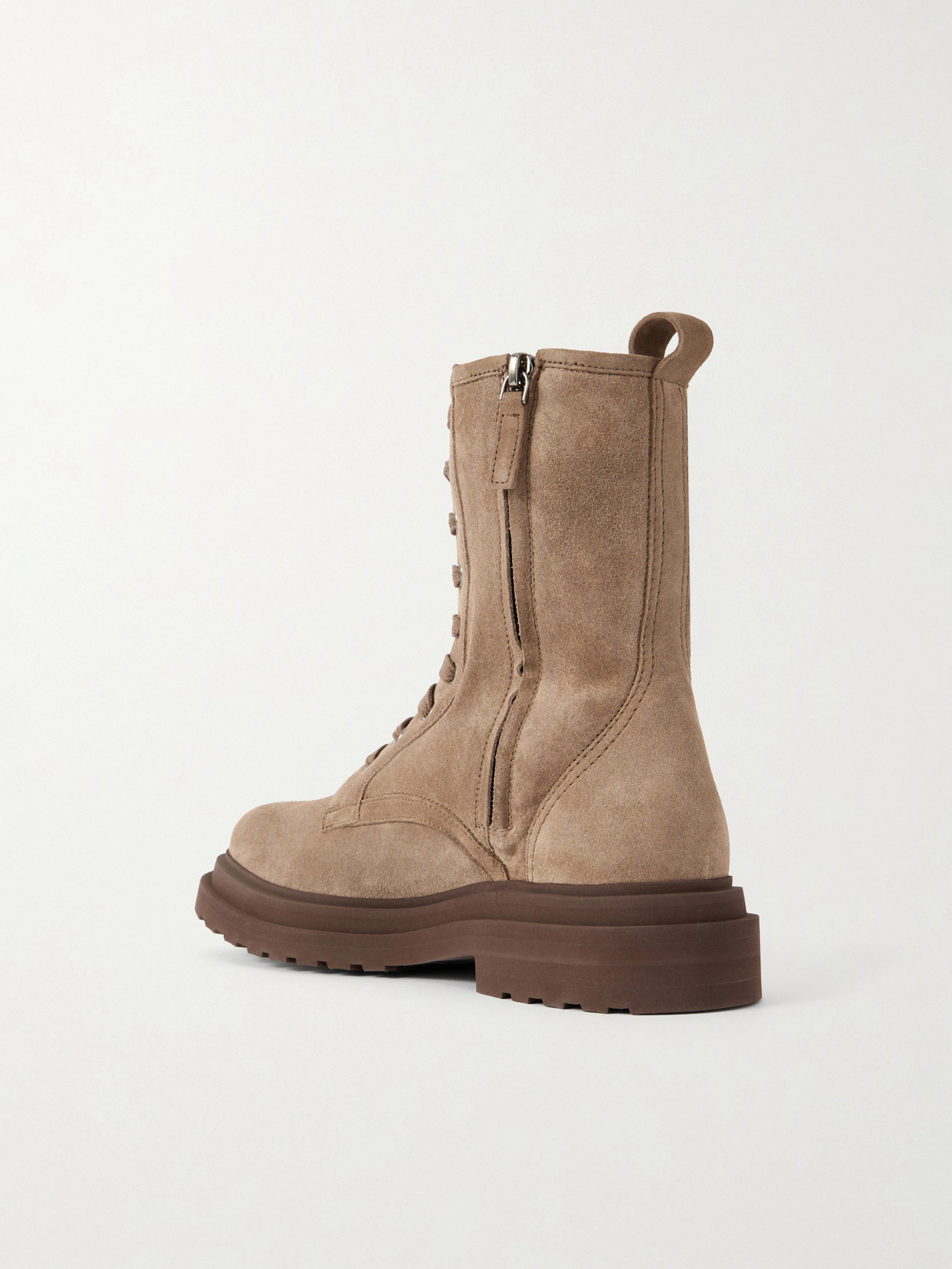 Brunello Cucinelli Suede Lace-up Boots In Brown