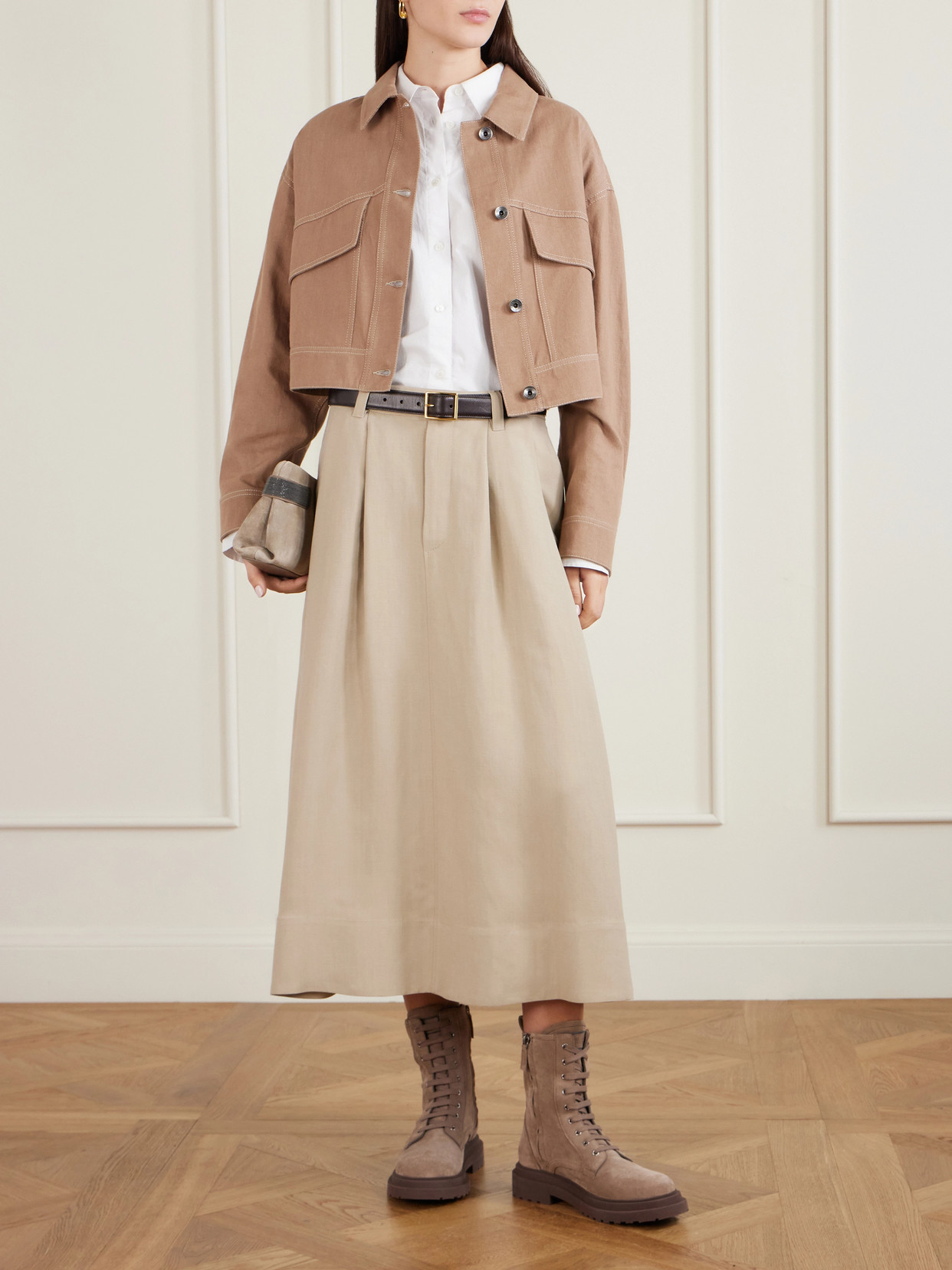 Brunello Cucinelli Suede Lace-up Boots In Brown