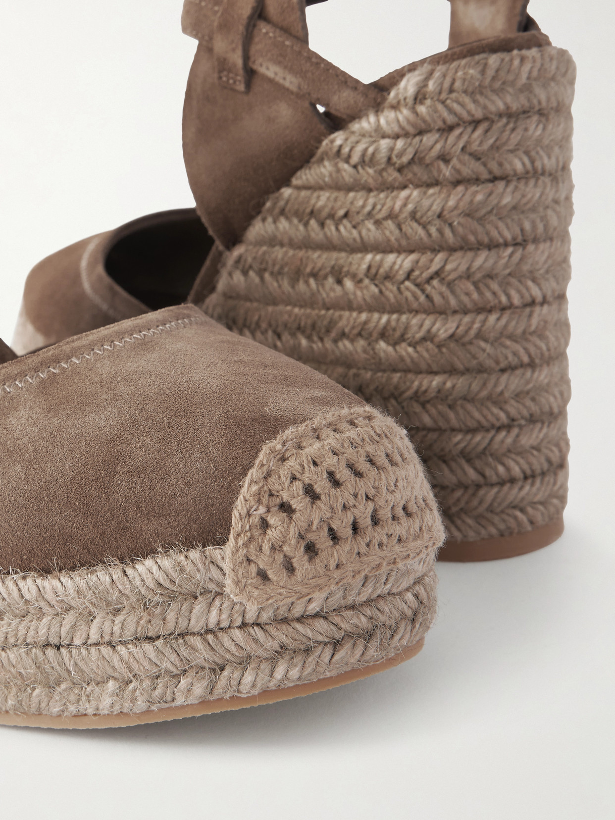 Brunello Cucinelli Suede Platform Wedge Pumps In Brown