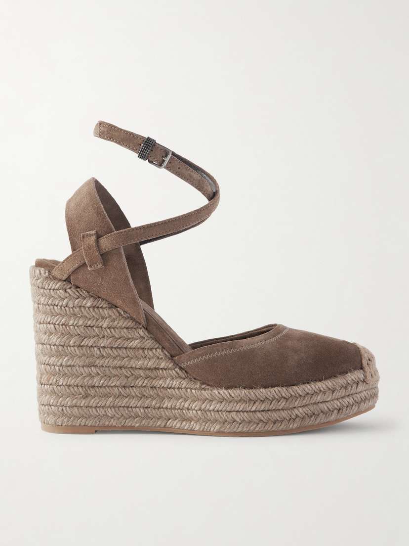 Brunello Cucinelli Suede Platform Wedge Pumps