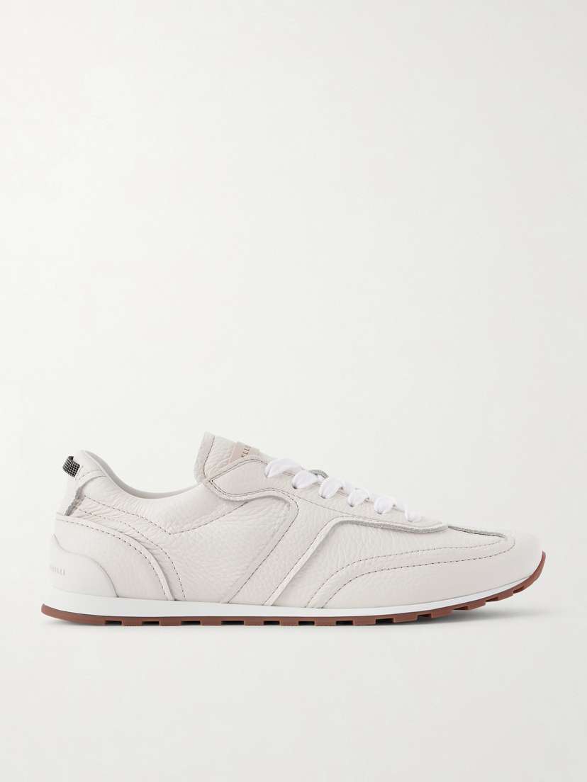 Brunello Cucinelli Embellished Textured-leather Sneakers