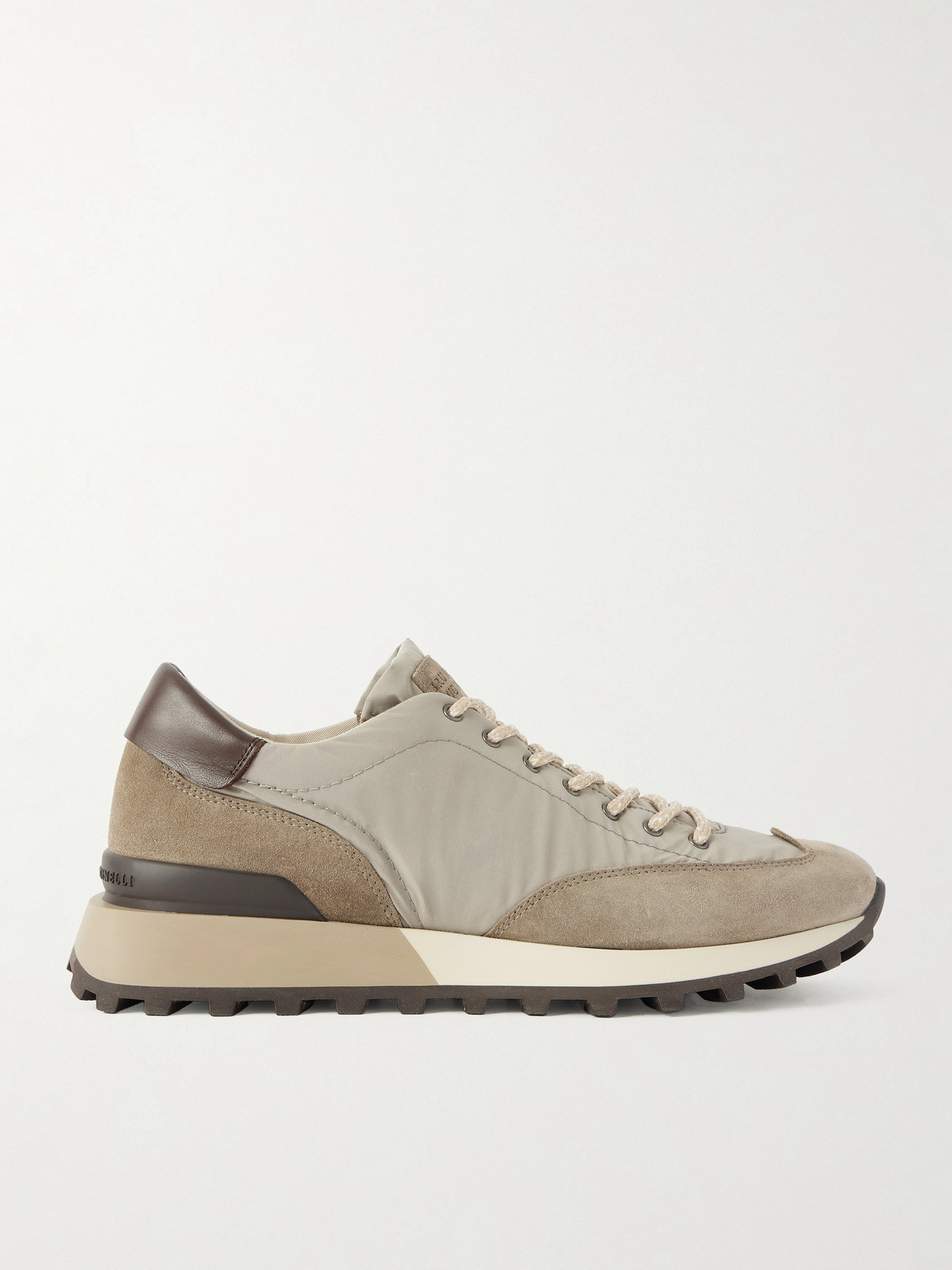 Brunello Cucinelli Leather And Suede-trimmed Shell Sneakers In Multi