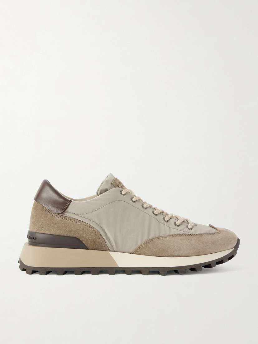 Brunello Cucinelli Leather And Suede-trimmed Shell Sneakers