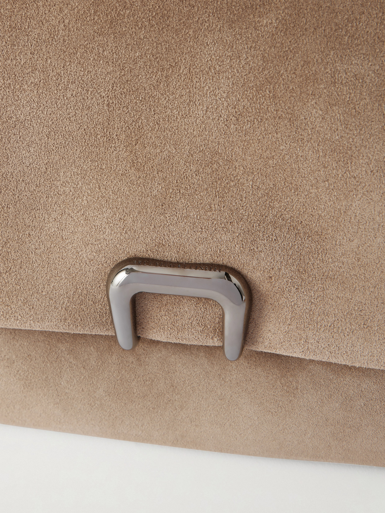 Brunello Cucinelli Suede Clutch In Neutral
