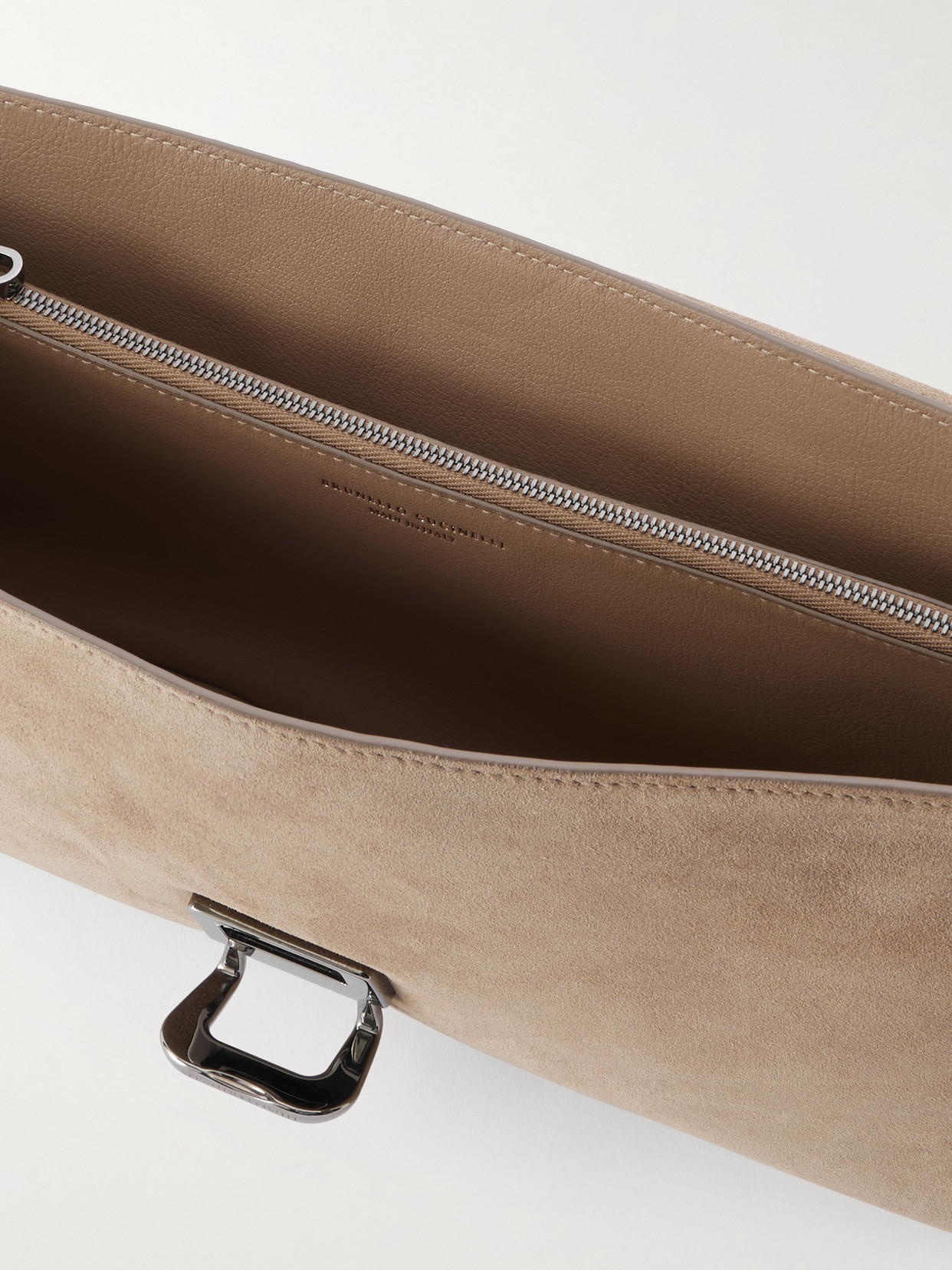 Brunello Cucinelli Suede Clutch In Neutral