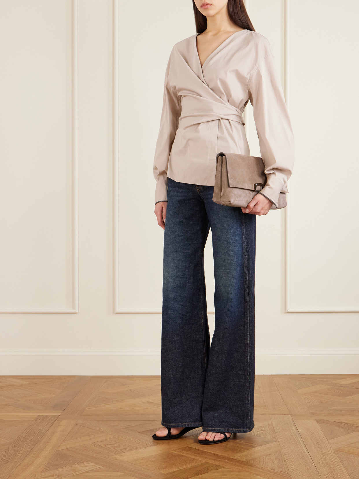 Brunello Cucinelli Suede Clutch In Neutral