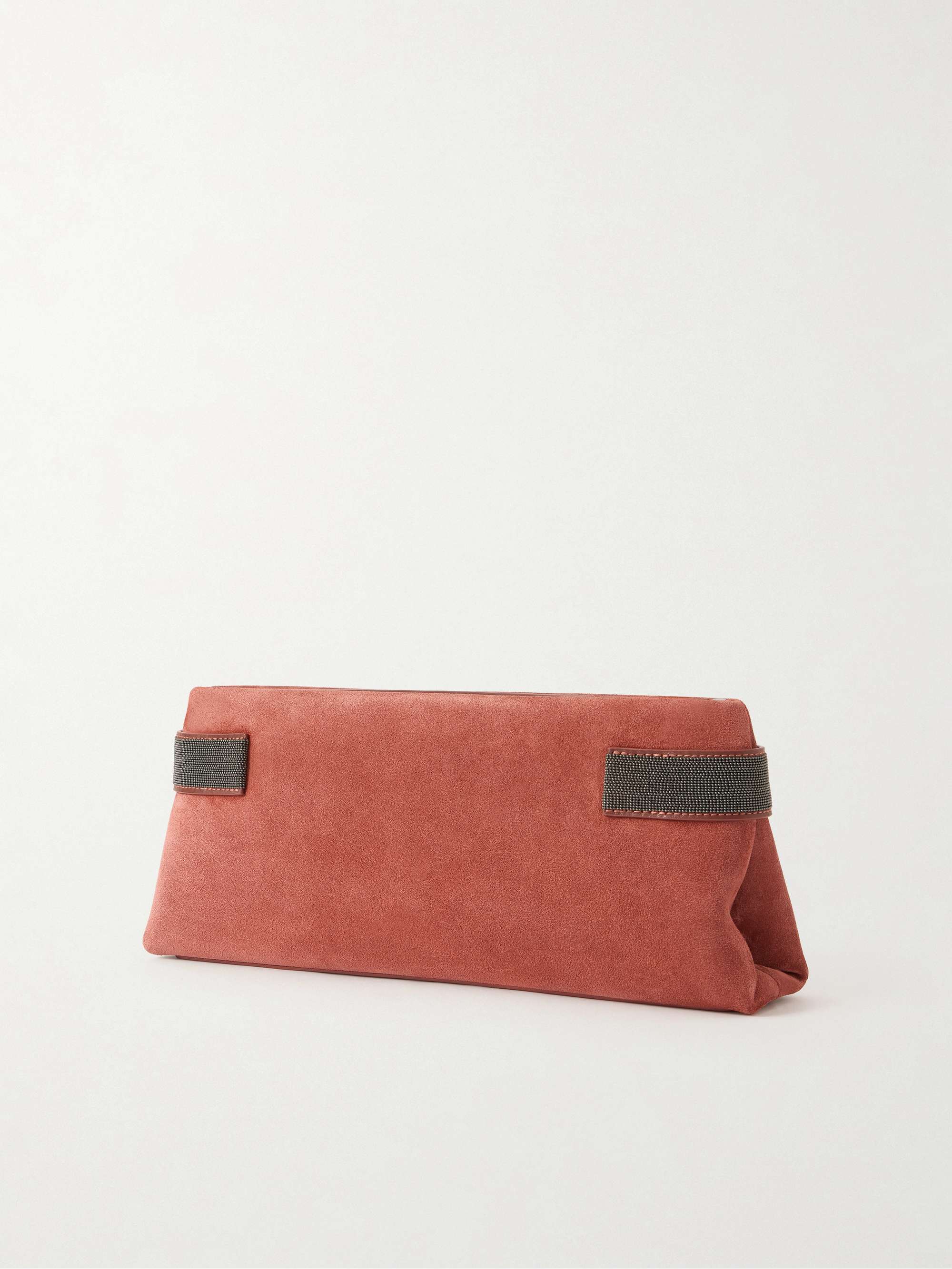BRUNELLO CUCINELLI Essence bead-embellished leather-trimmed suede