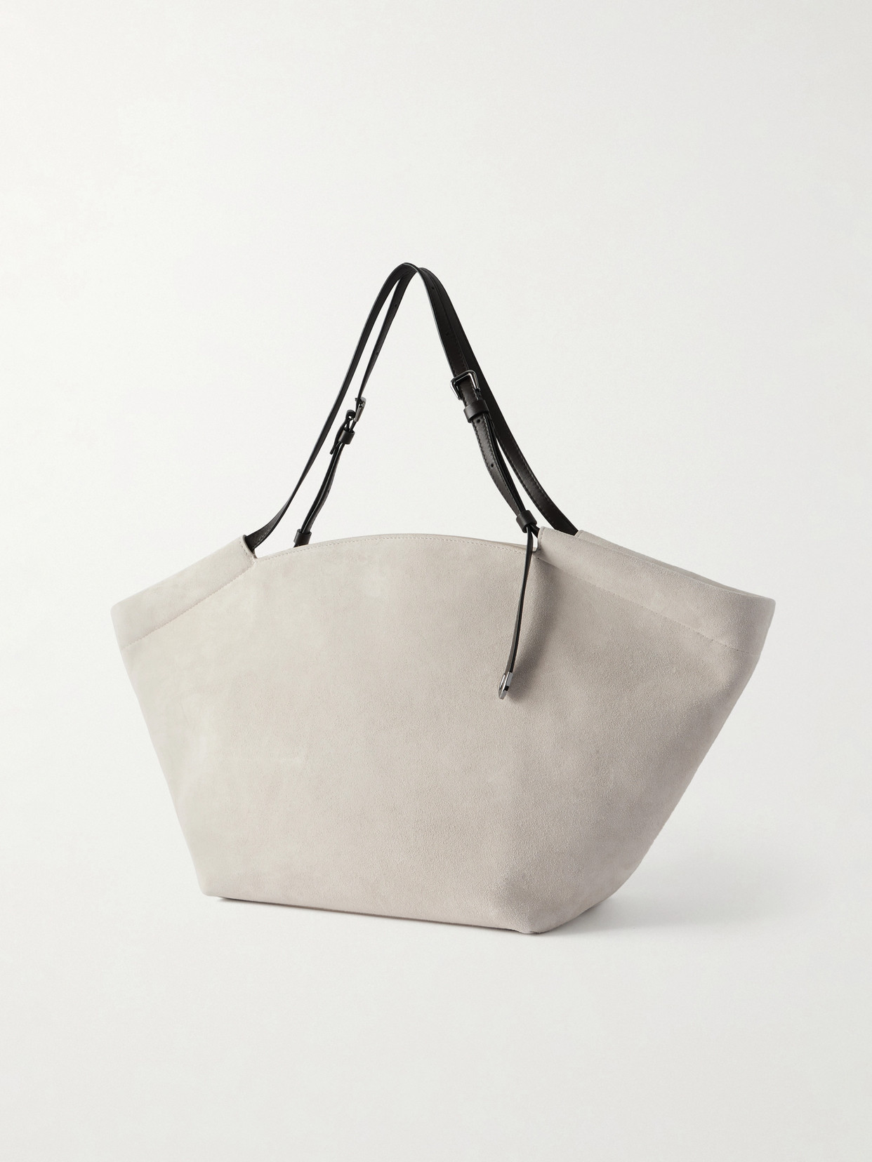 Leather-Trimmed Suede Tote