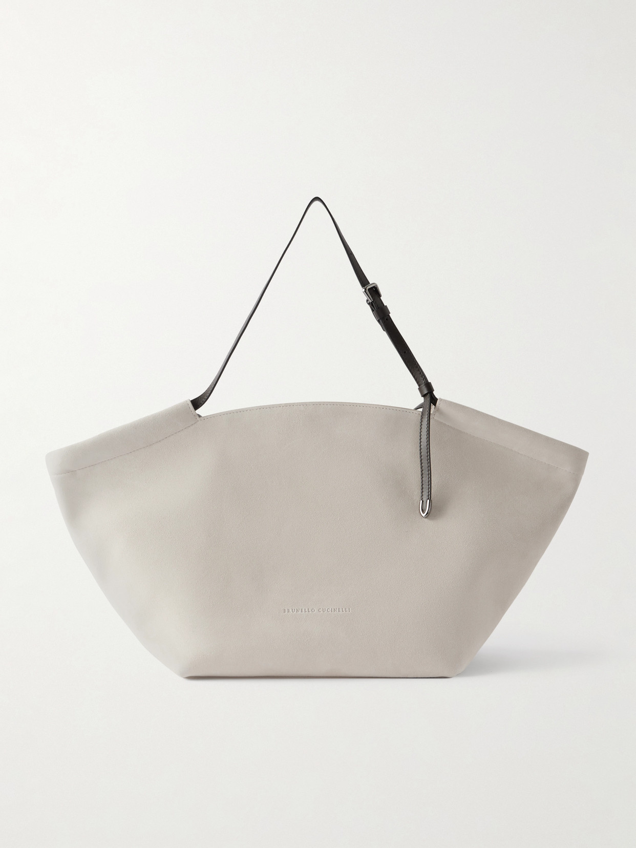Brunello Cucinelli Leather-trimmed Suede Tote In White