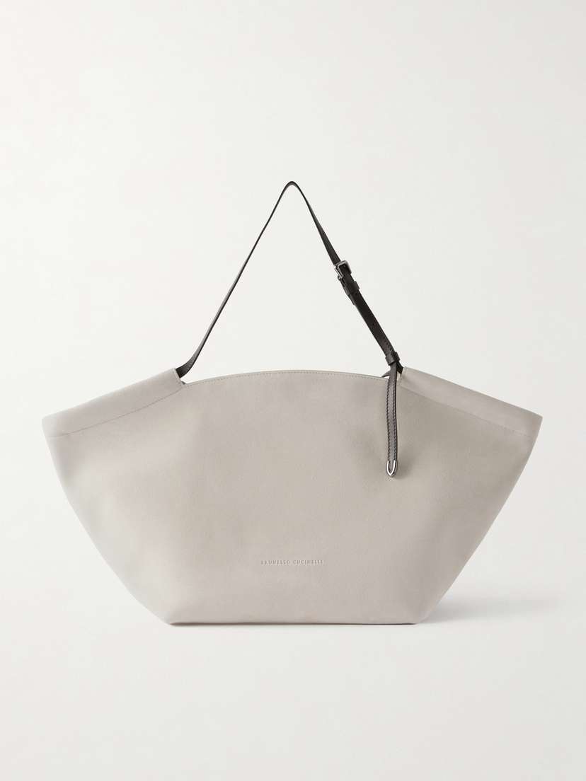 Brunello Cucinelli — Leather-trimmed suede tote