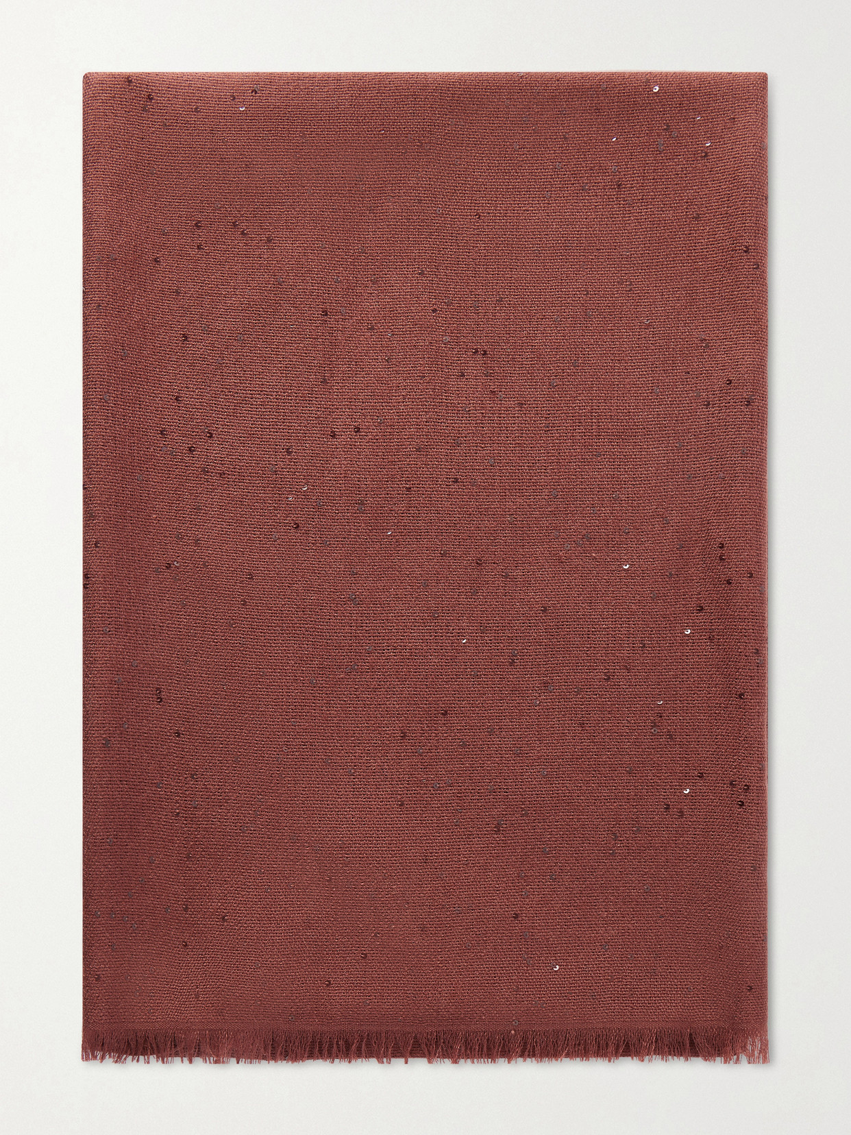 Brunello Cucinelli Sequined Cashmere And Silk-blend Scarf In Brown