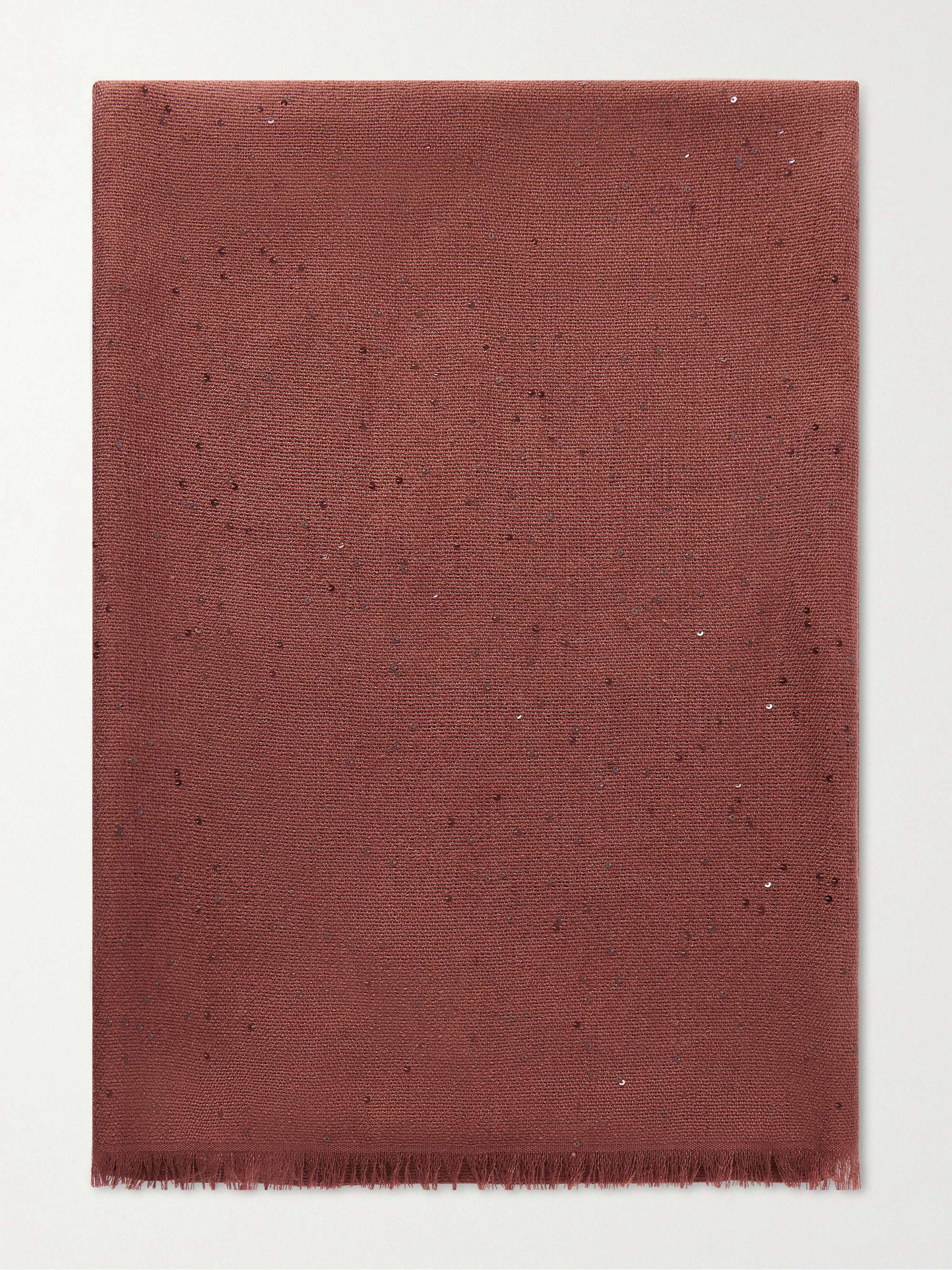 BRUNELLO CUCINELLI Sequined cashmere and silk-blend scarf