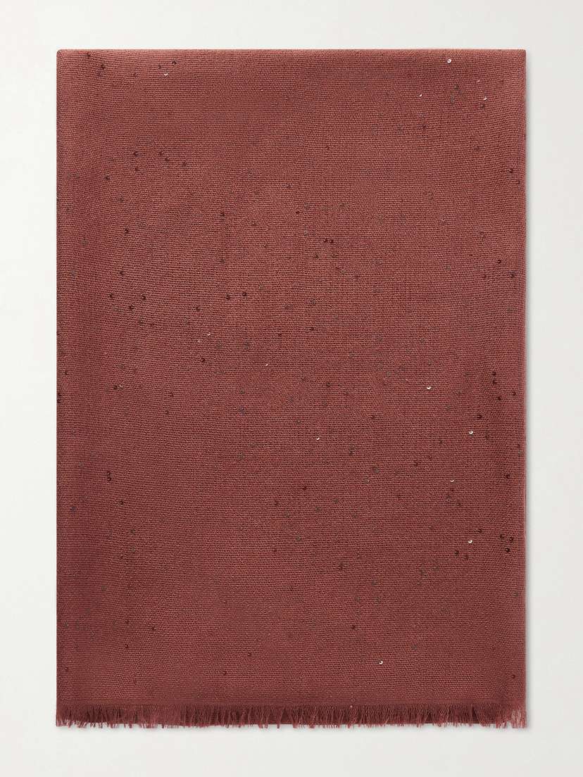 Brunello Cucinelli Sequined Cashmere And Silk-blend Scarf