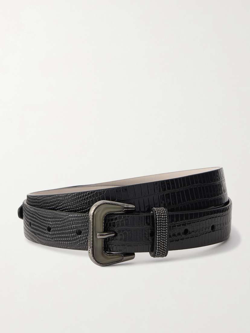 Brunello Cucinelli — Lizard-effect patent-leather belt