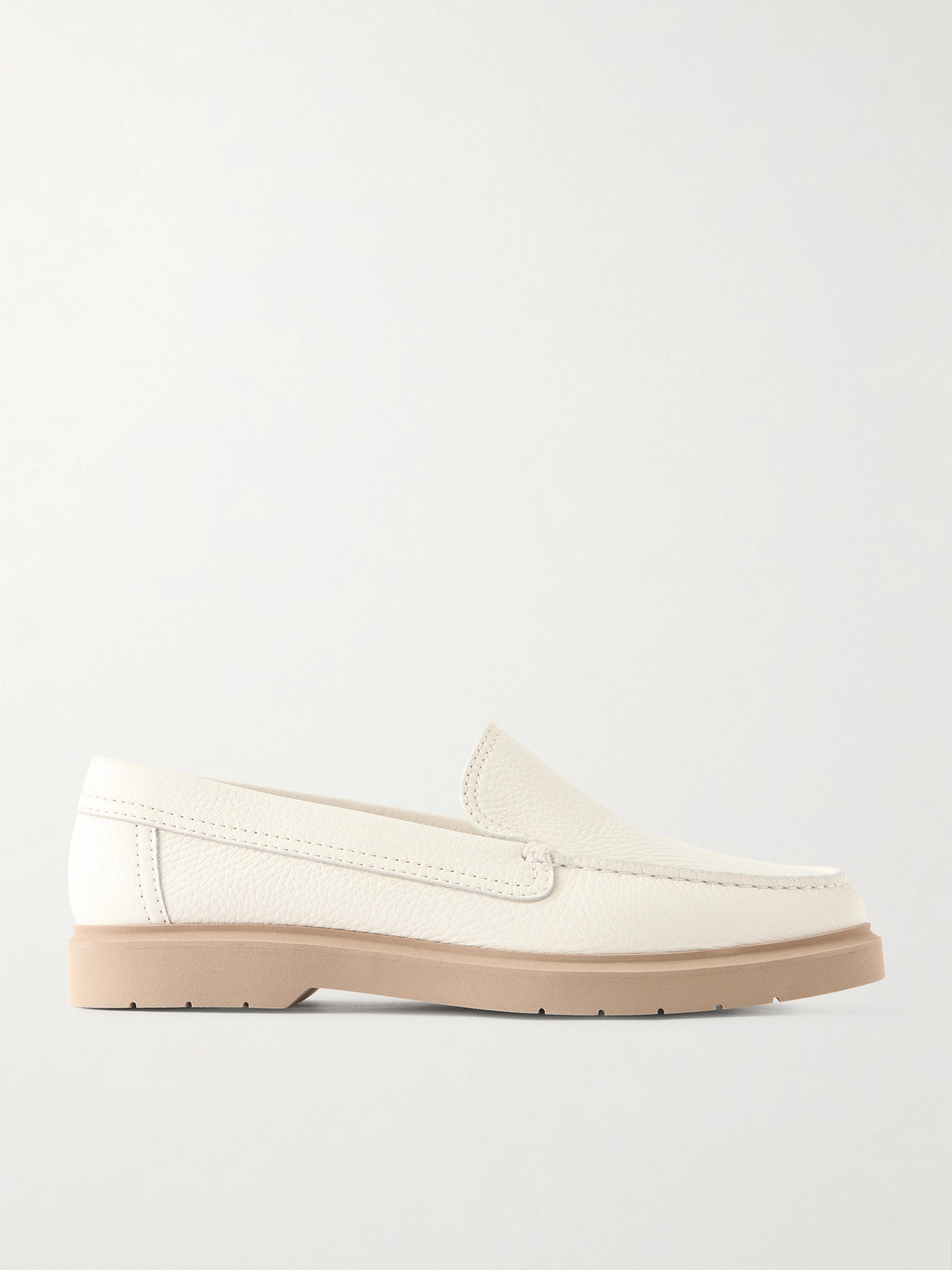 Brunello Cucinelli Textured-leather Loafers In White