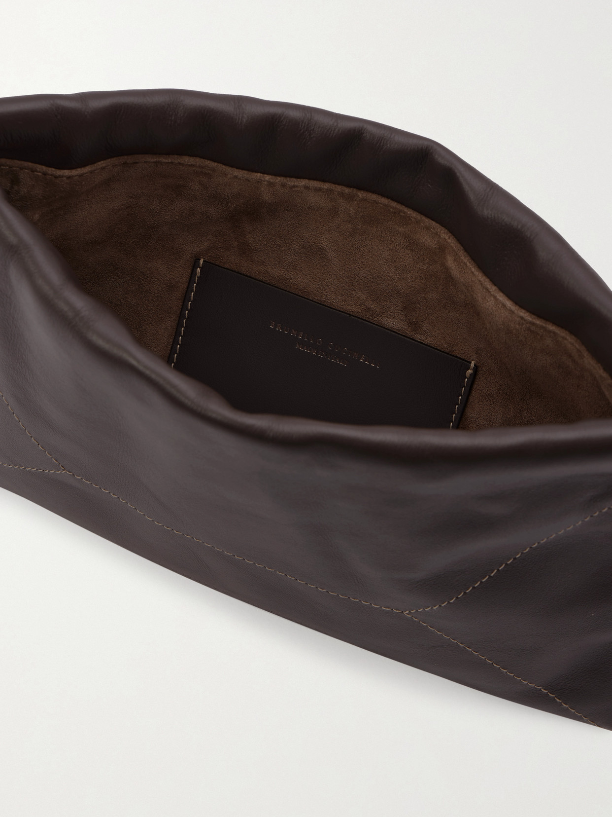 Brunello Cucinelli Embellished Leather Shoulder Bag In Brown