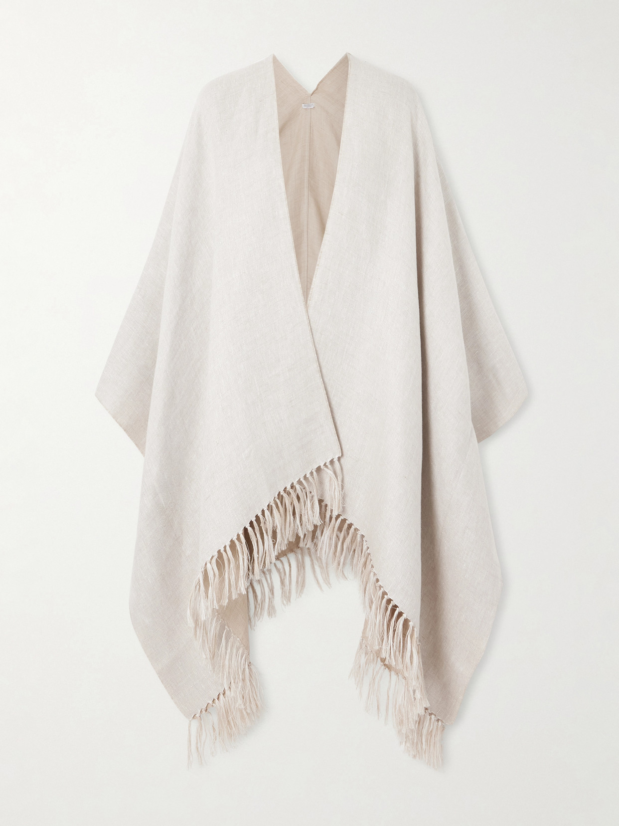 Brunello Cucinelli Fringed Linen-blend Scarf In Brown