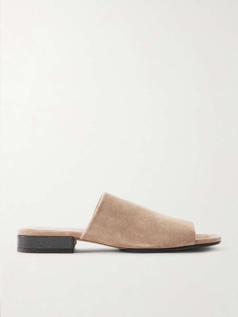 Brunello Cucinelli Embellished Suede Mules