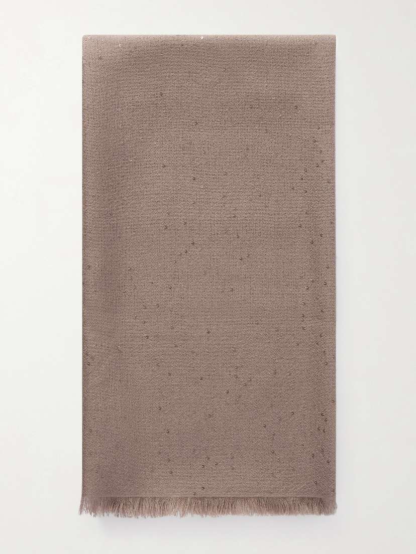 Brunello Cucinelli Sequined Cashmere And Silk-blend Scarf