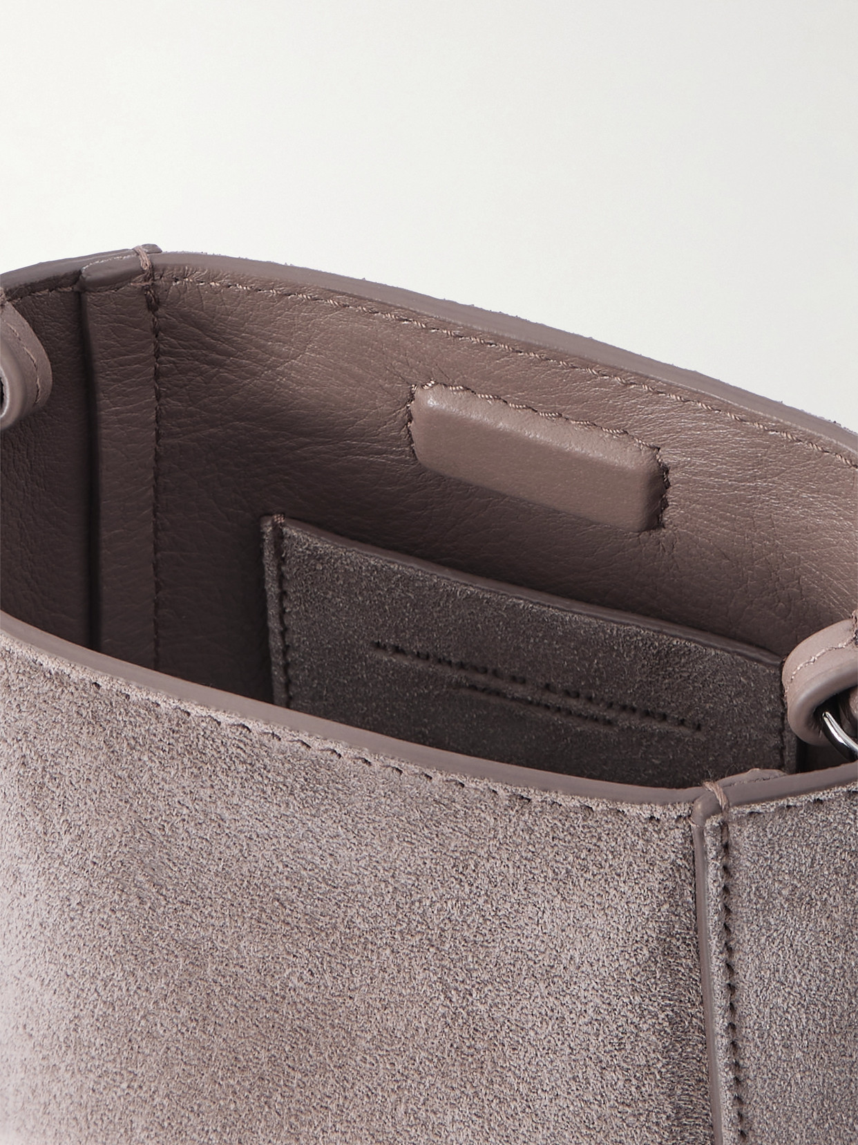 Brunello Cucinelli Embellished Leather-trimmed Suede Pouch In Brown