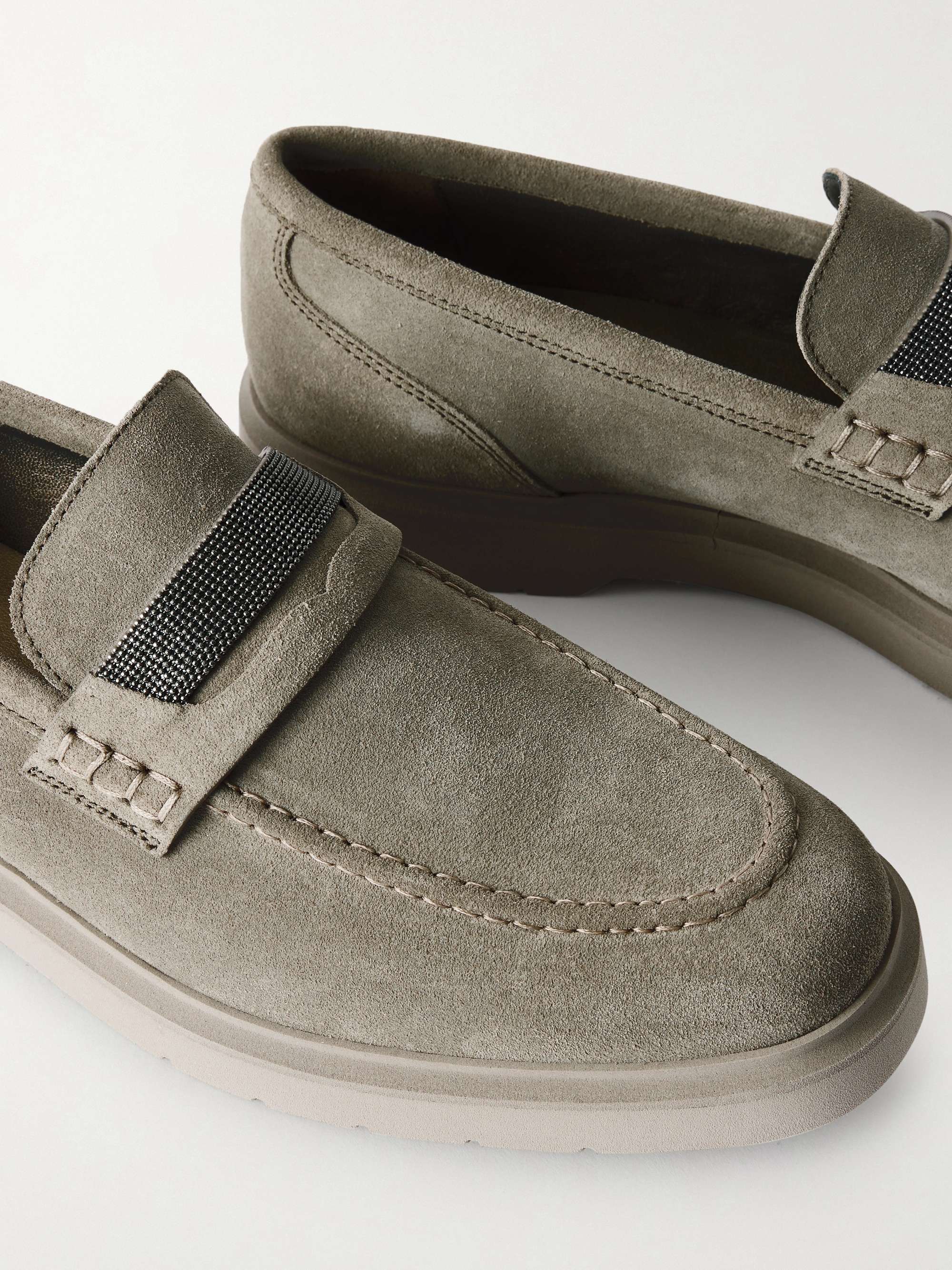 BRUNELLO CUCINELLI Embellished suede loafers