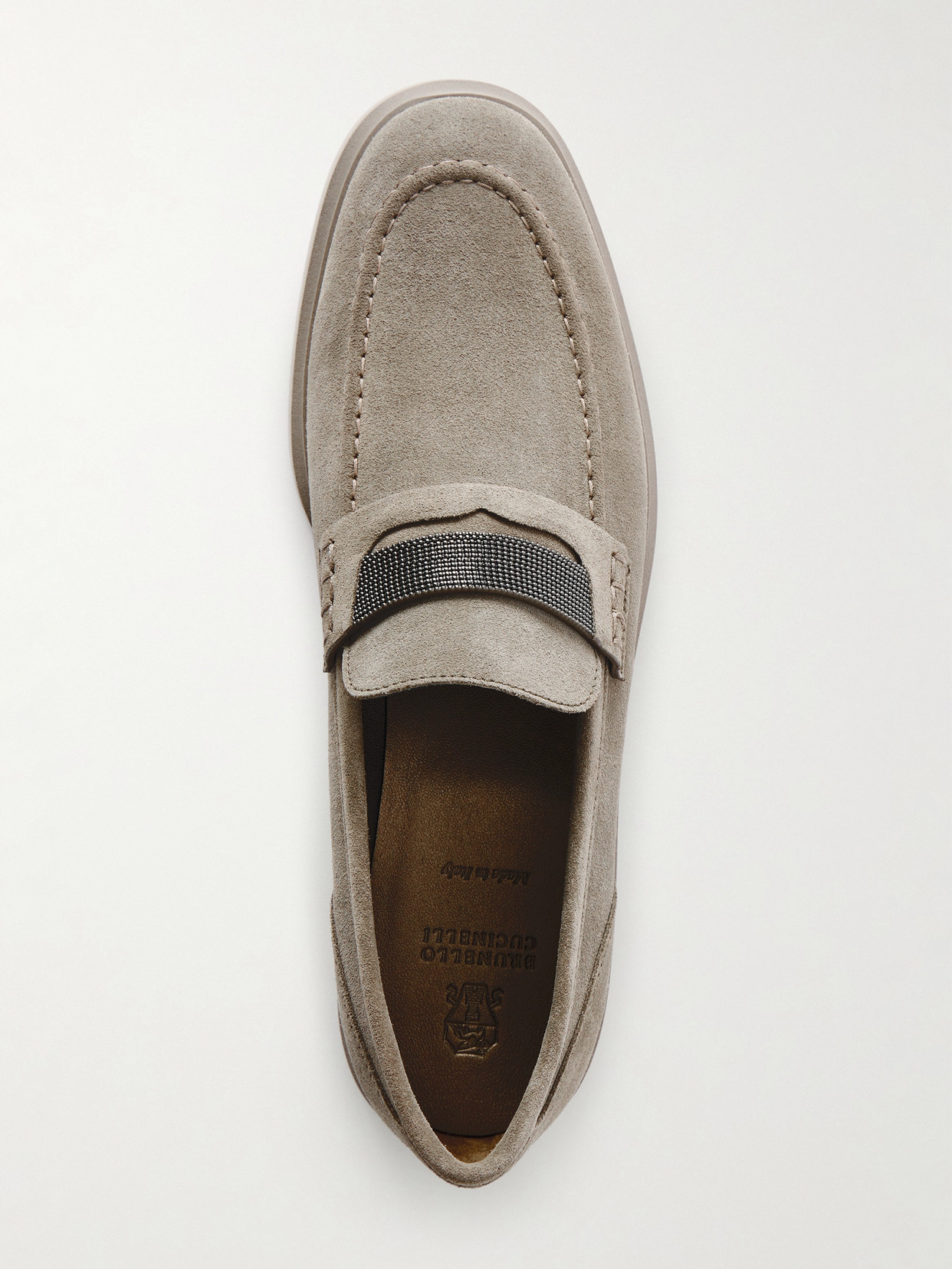Brunello Cucinelli Embellished Suede Loafers In Multi