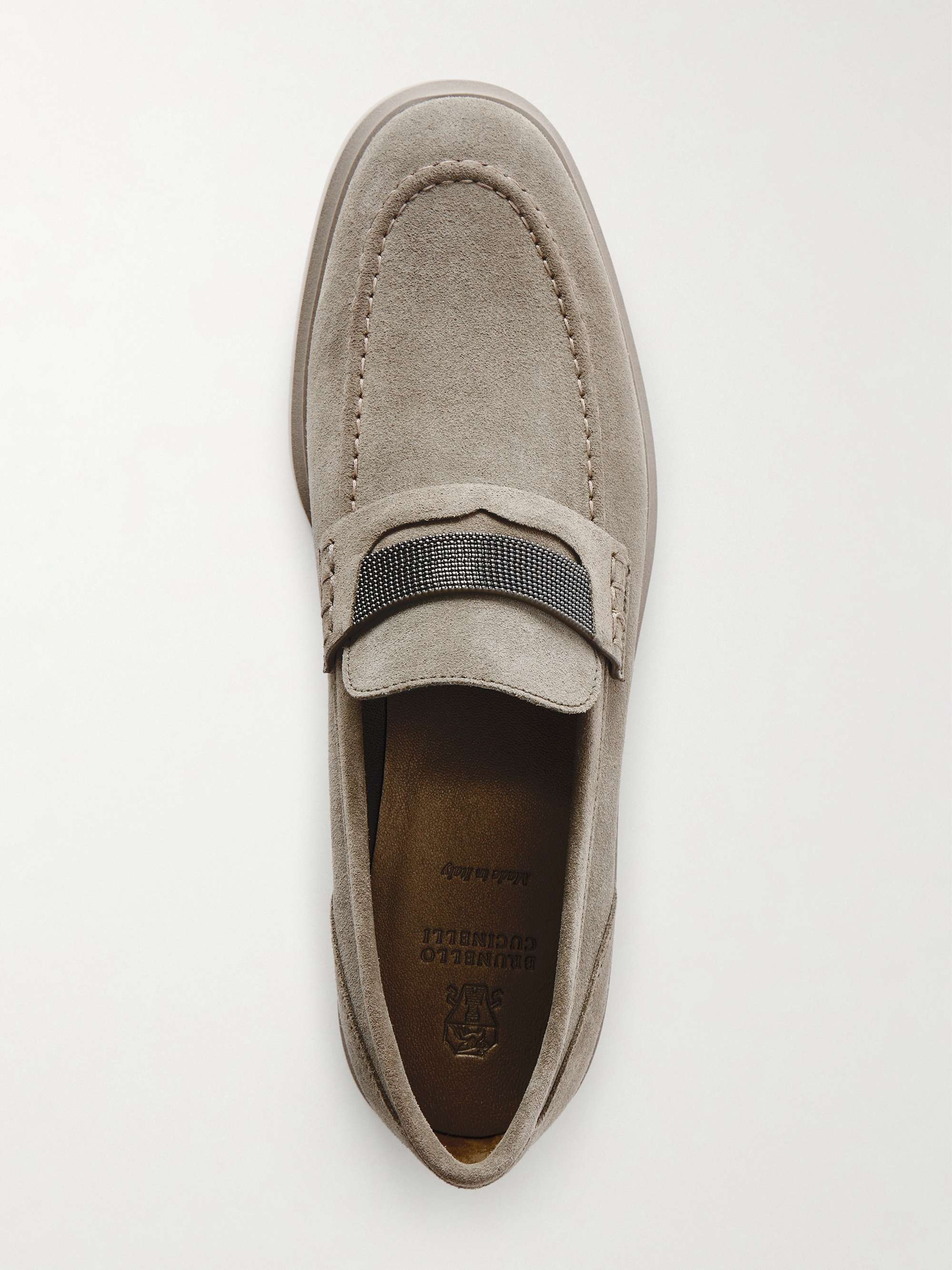 BRUNELLO CUCINELLI Embellished suede loafers