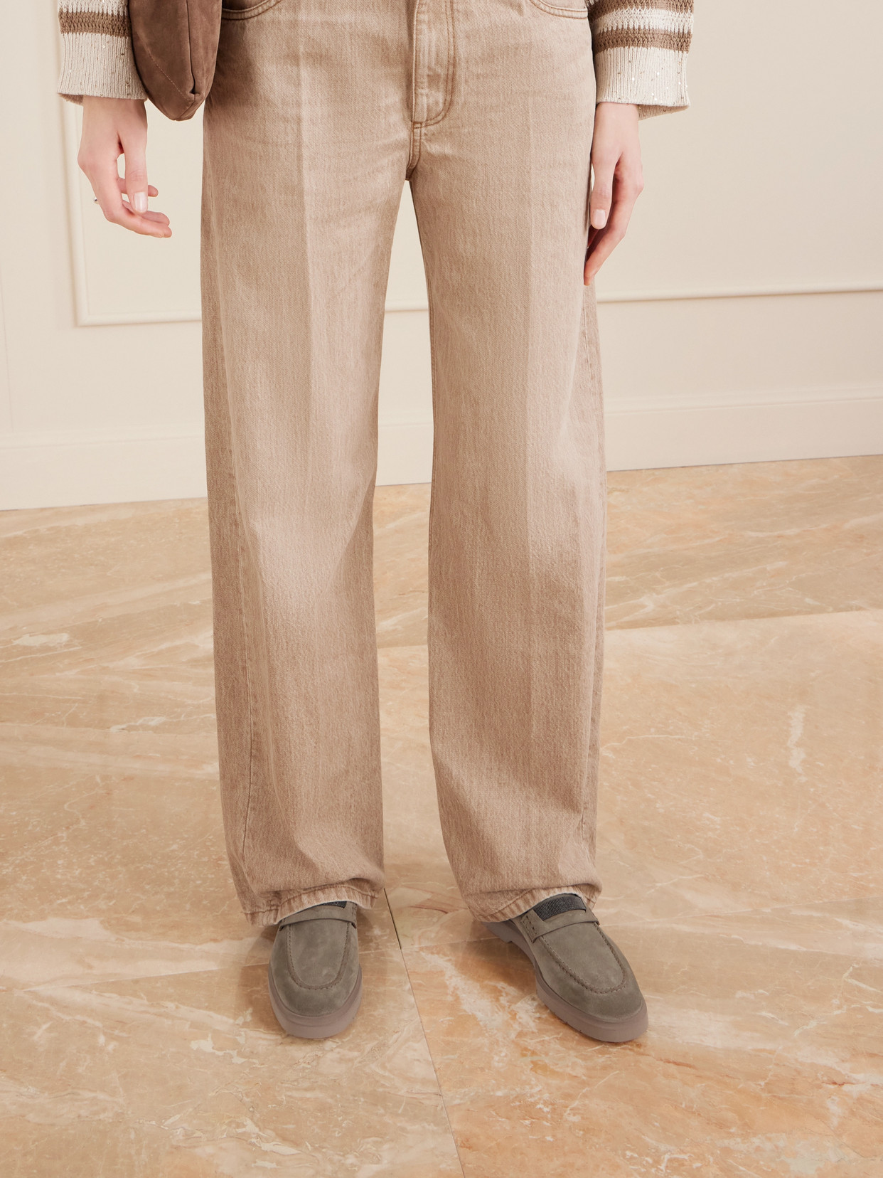 Brunello Cucinelli Embellished Suede Loafers In Multi