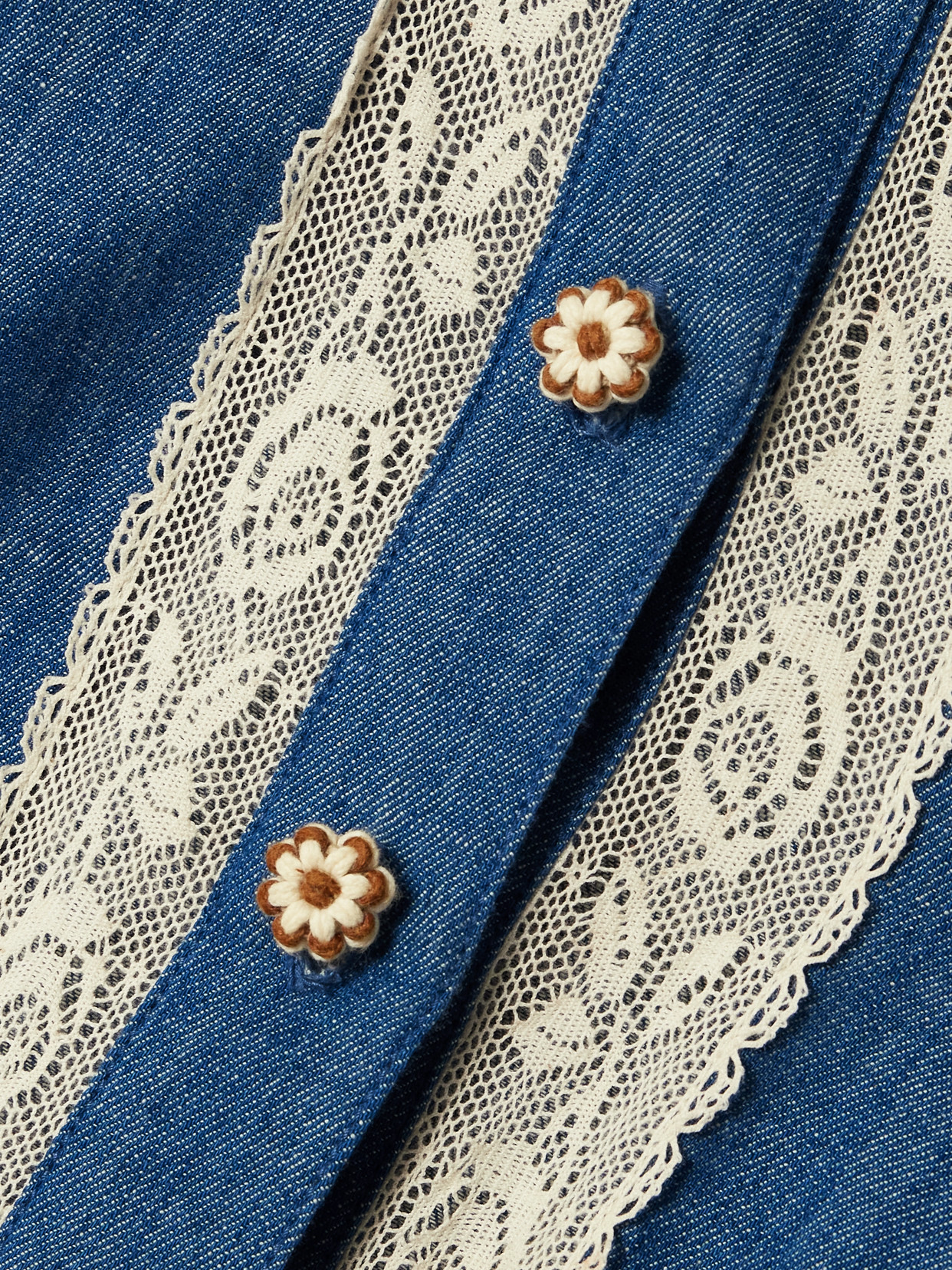 Zimmermann Awaken Lace-trimmed Denim Shirt In Blue