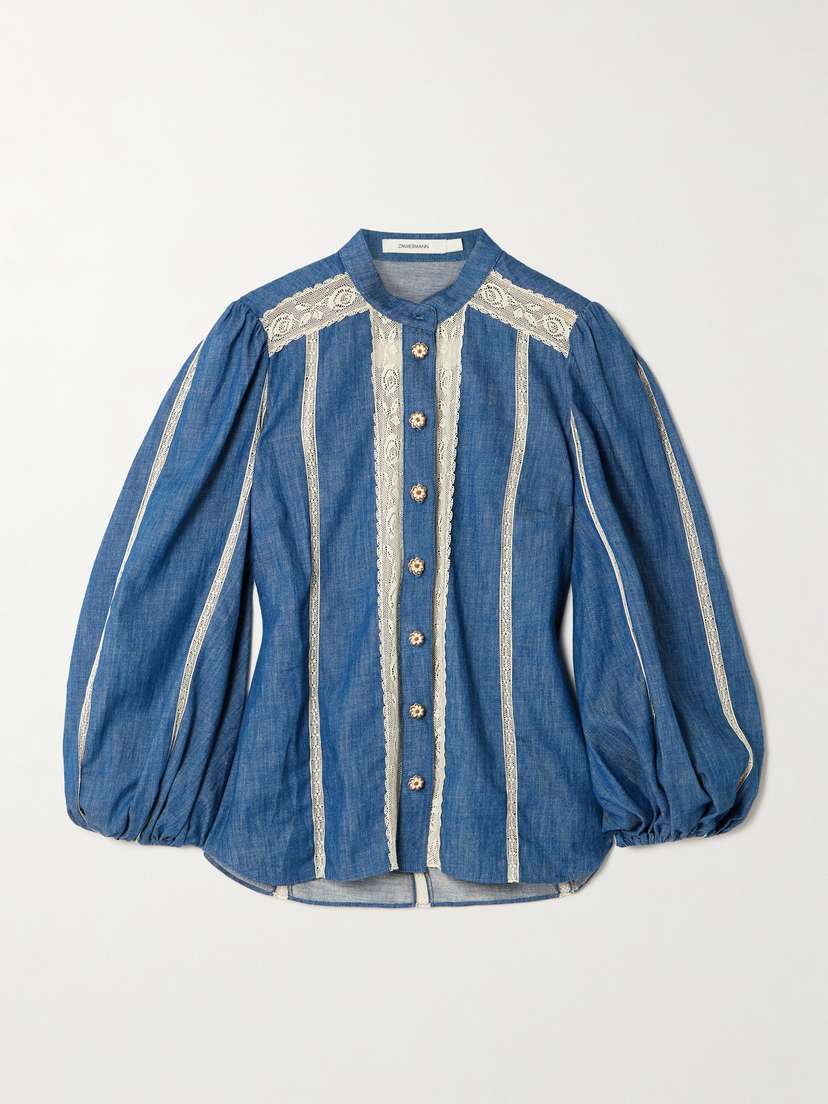 Zimmermann Awaken Lace-trimmed Denim Shirt