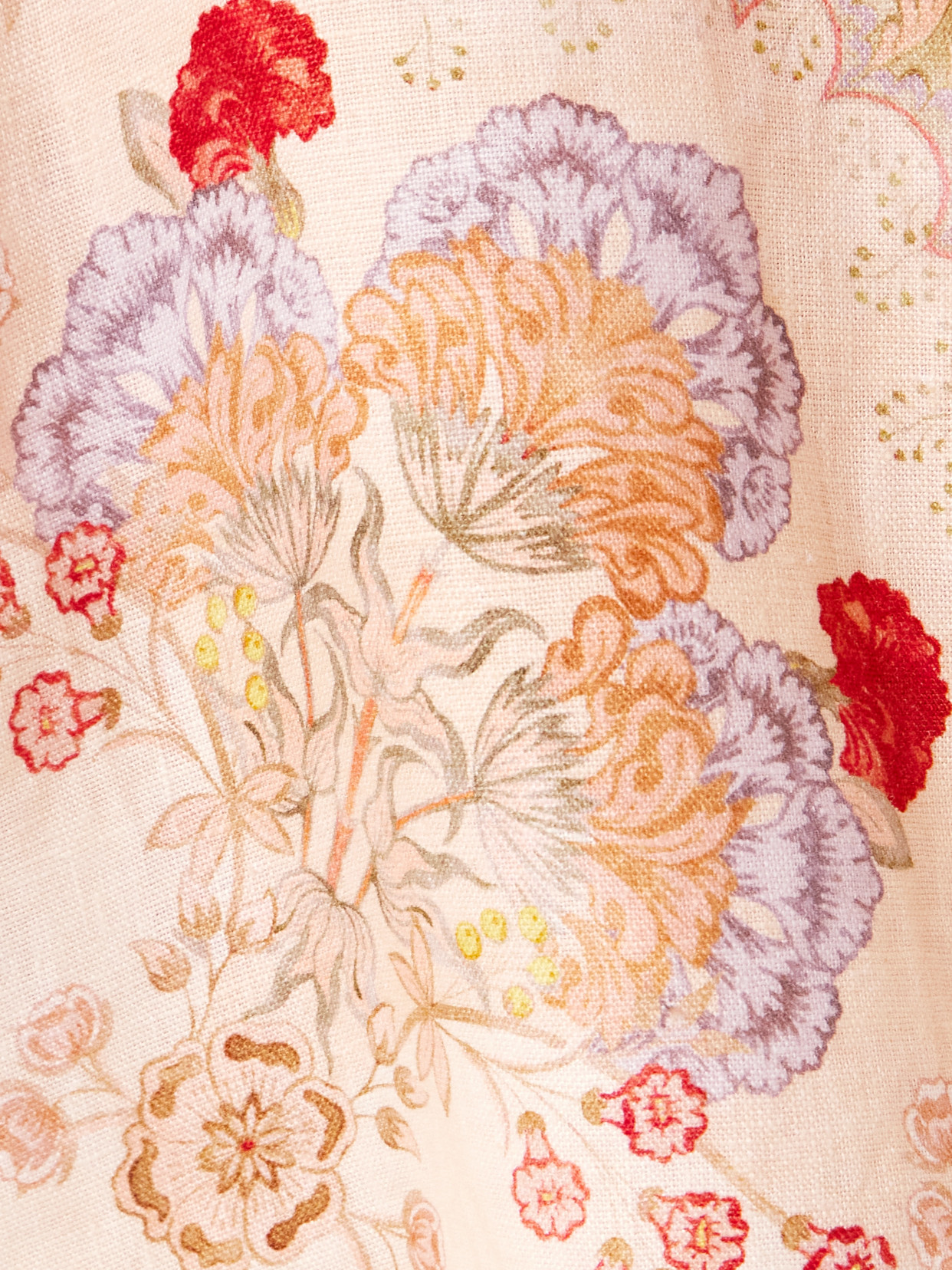 Zimmermann Daylight Multicolor Midi Dress With Long Puffed Sleeves And All-over Floral Print In Linen Woman In Yellow