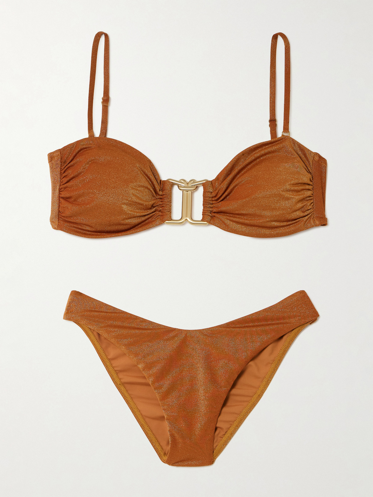 Zimmermann Daylight Metallic Bandeau Bikini In Brown