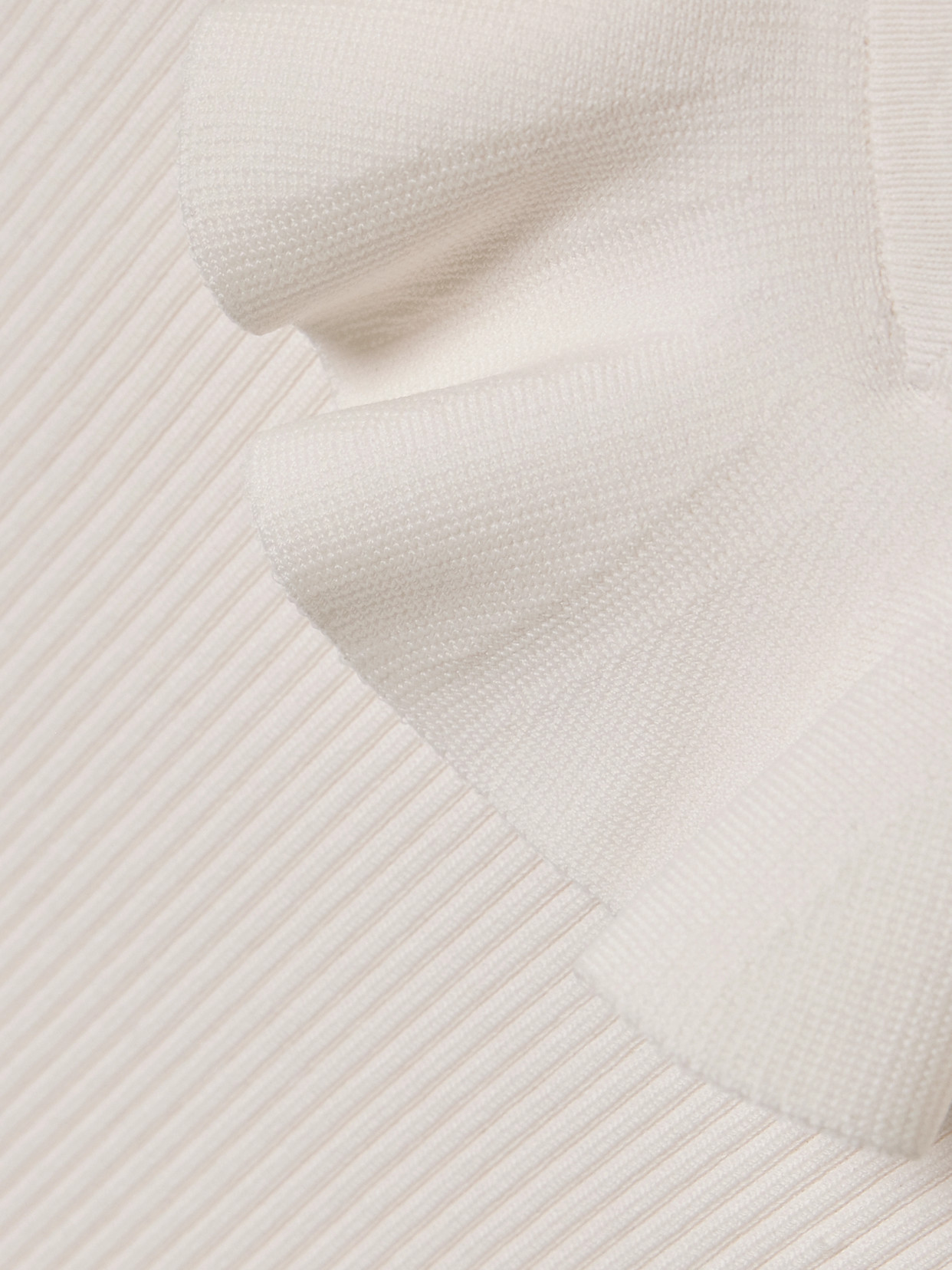 Zimmermann Awaken Ruffled Ribbed-knit Top In Neutral