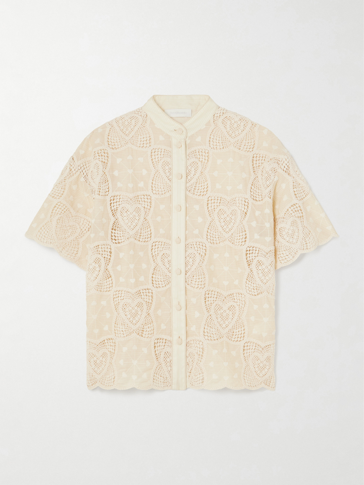 Zimmermann Wanderlust Crocheted And Embroidered Cotton-blend Voile Shirt In White