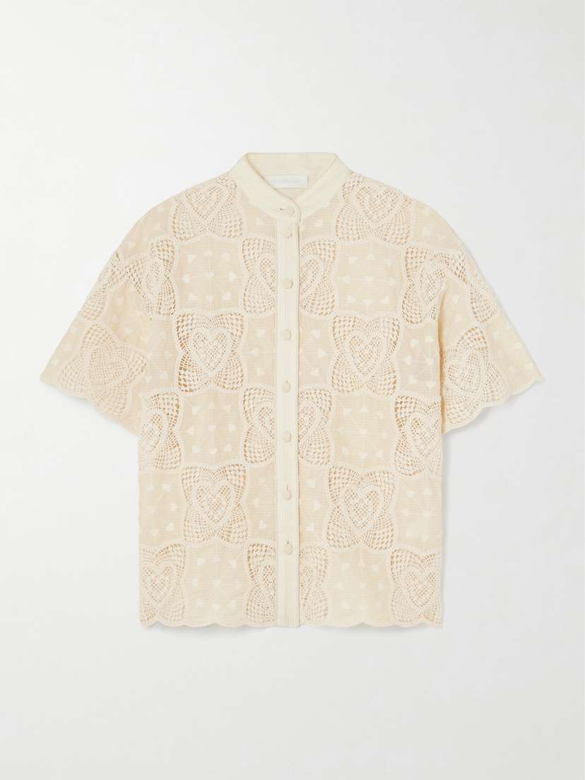 Zimmermann Wanderlust Crocheted And Embroidered Cotton-blend Voile Shirt
