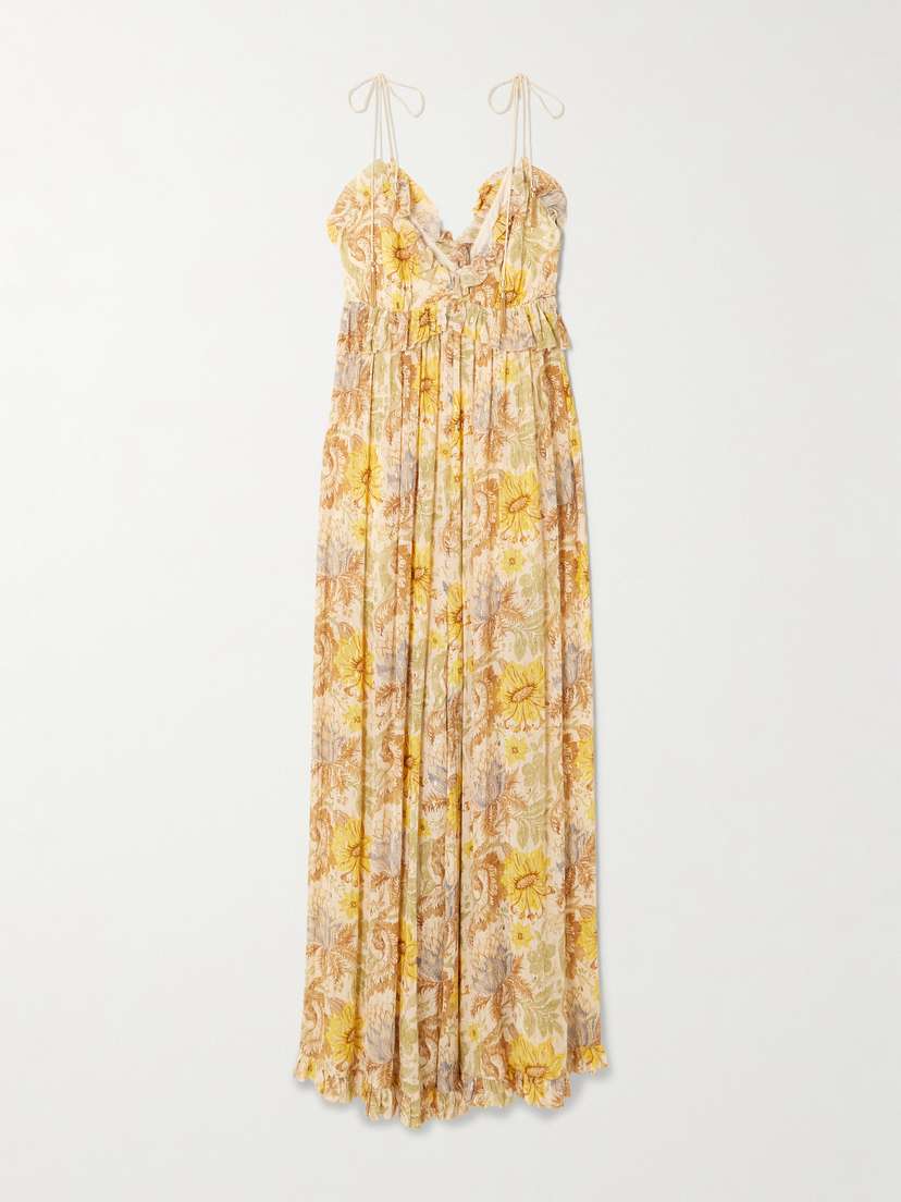 Zimmermann Daylight Ruffled Floral-print Metallic Fil Coupé Gauze Jumpsuit
