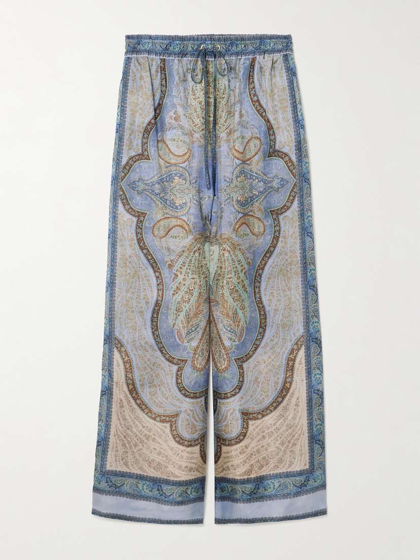 Zimmermann Wanderlust Printed Silk-habotai Wide-leg Pants