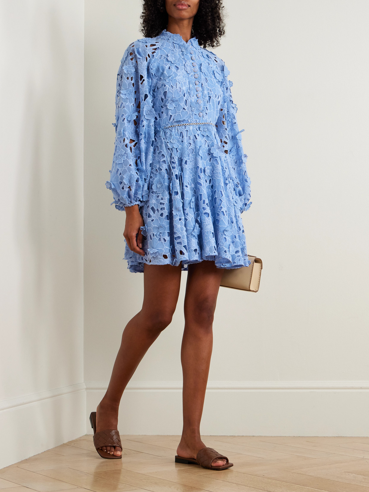 Zimmermann Womens Jacaranda Patience Long-sleeve Cotton Mini Dress Xs In Blue