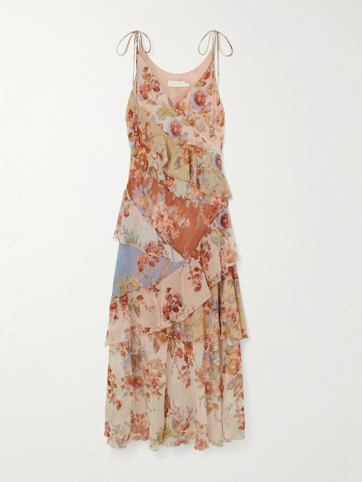 Zimmermann Awaken Ruffled Floral-print Cotton And Silk-blend Crepe De Chine Maxi Dress In Multi
