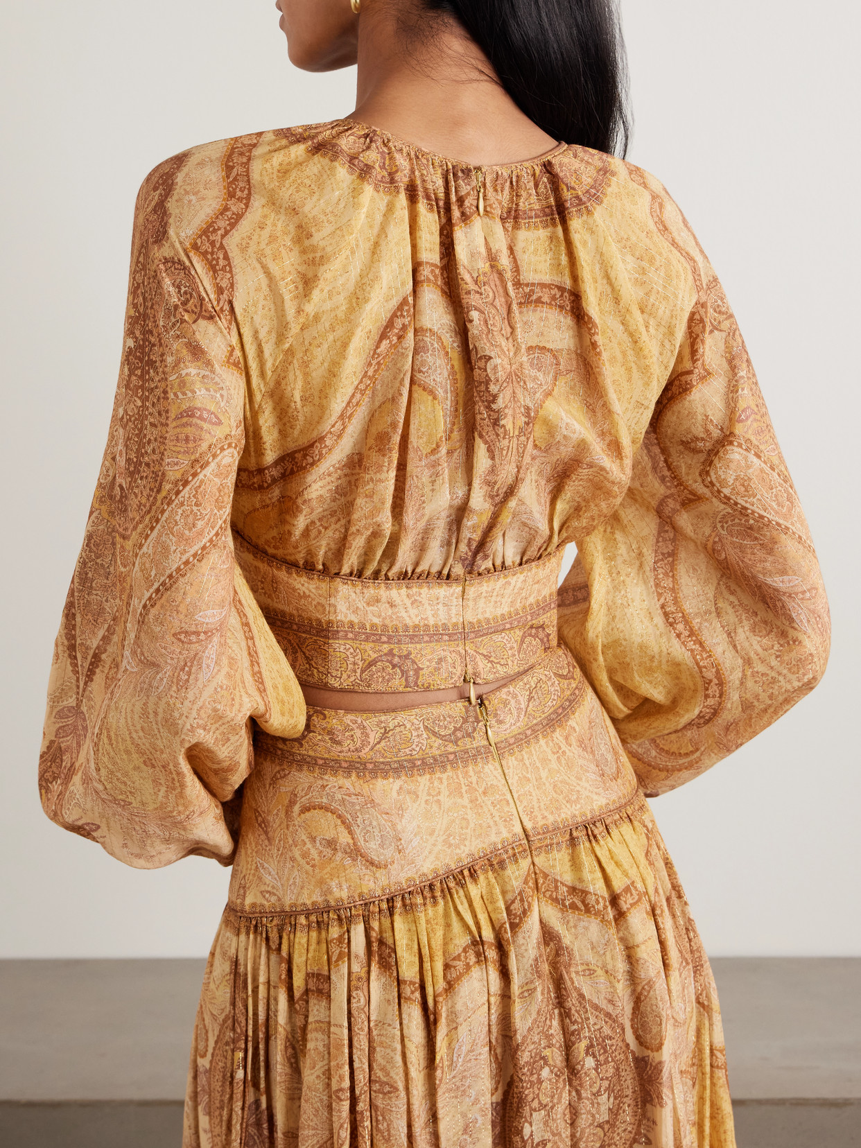 Zimmermann Wanderlust Cropped Printed Cotton-blend Voile Top In Yellow