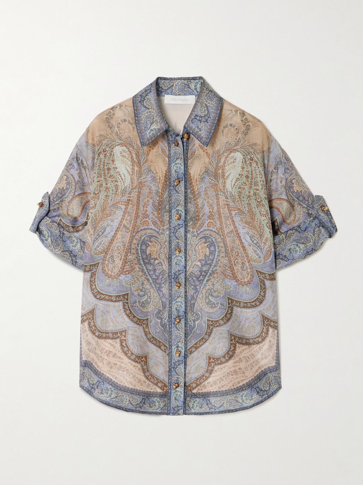 Zimmermann Wanderlust Paisley-print Silk Shirt In Blue