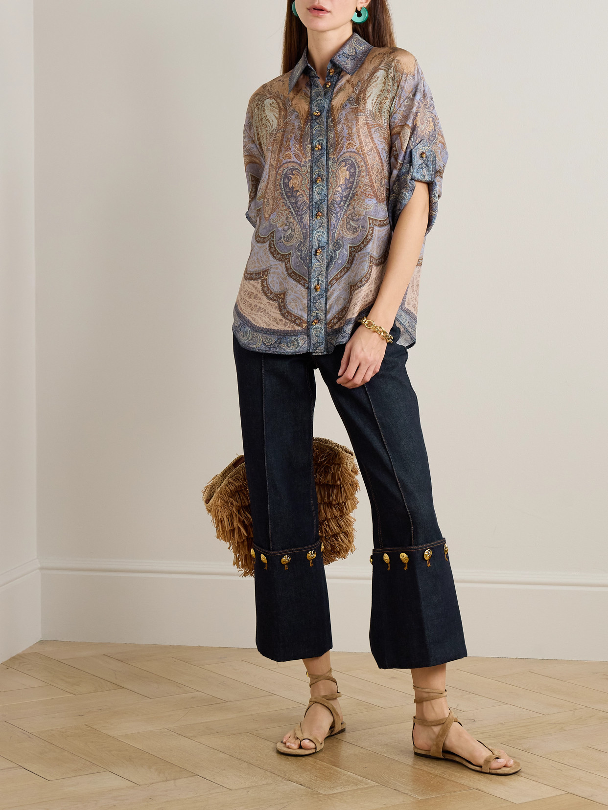 Zimmermann Wanderlust Paisley-print Silk Shirt In Blue