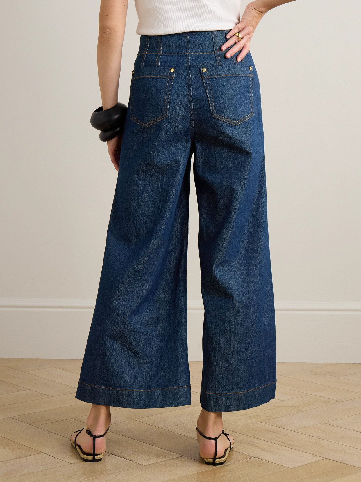 Zimmermann Awaken High-rise Cropped Flared Jeans In Blue