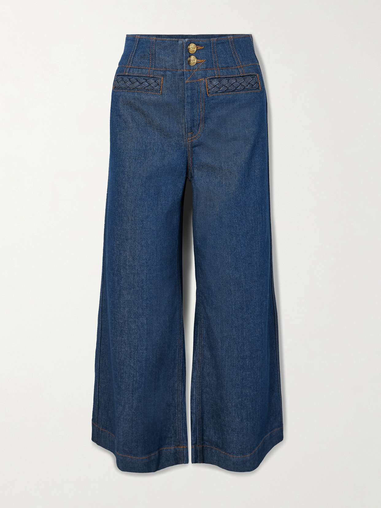 Zimmermann Awaken High-rise Cropped Flared Jeans In Blue