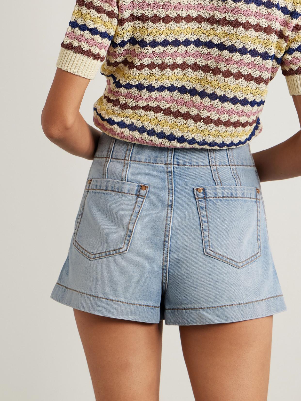 Zimmermann Wylie High-rise Denim Shorts In Blue