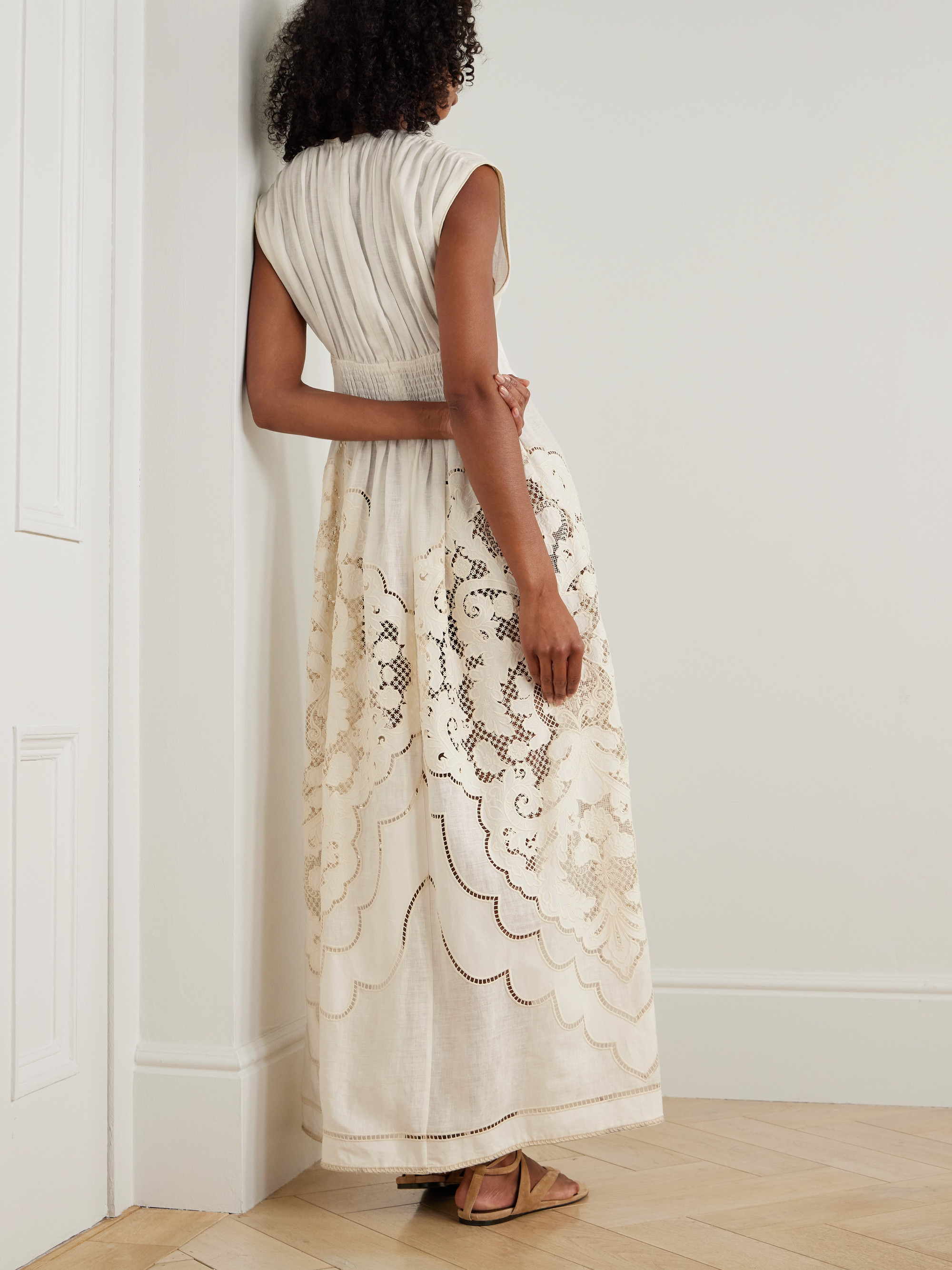 Zimmermann Daylight broderie anglaise linen midi dress