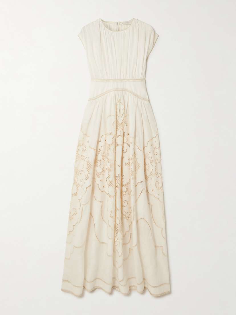 Zimmermann Daylight Broderie Anglaise Linen Midi Dress