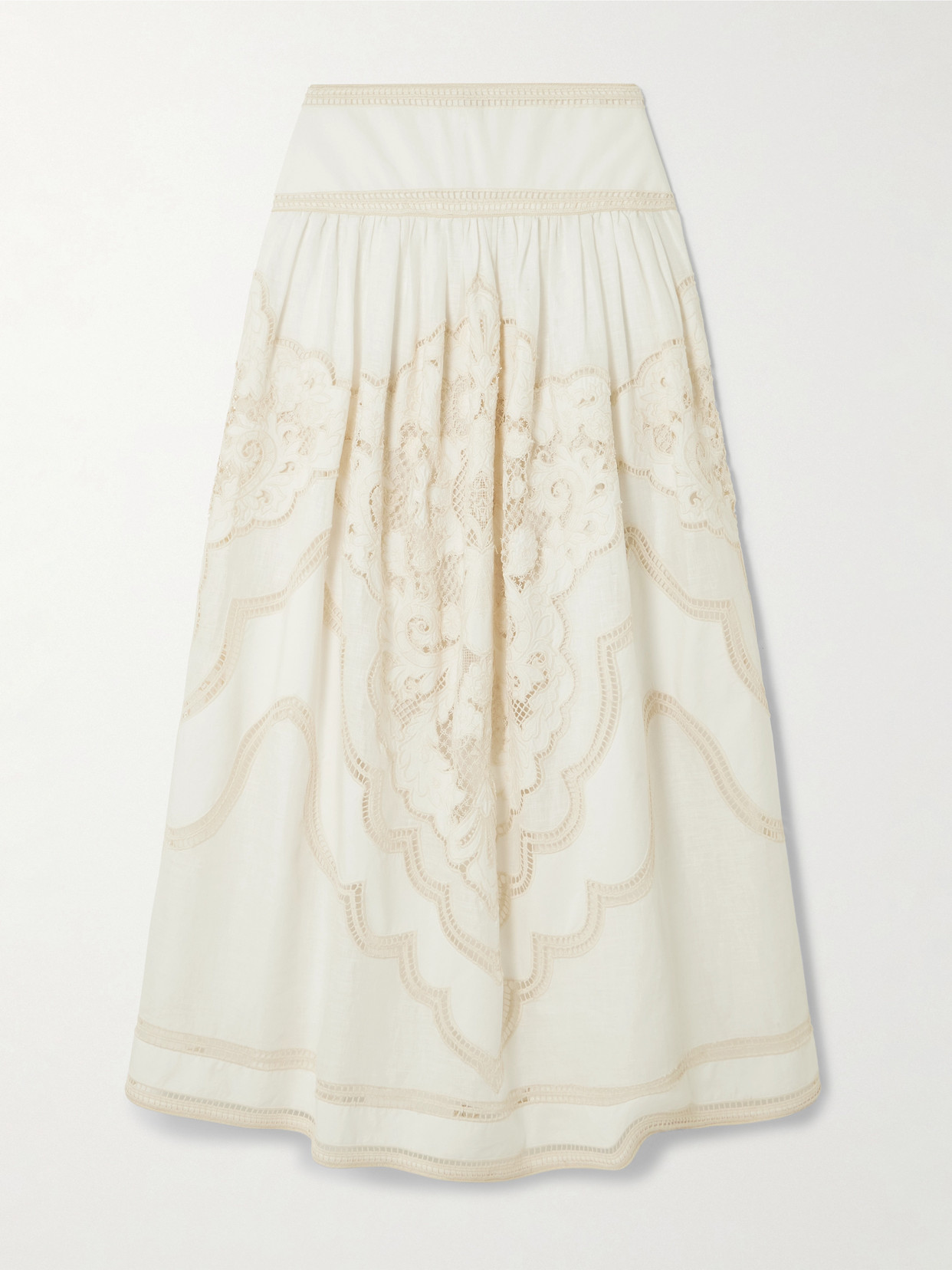 Zimmermann Daylight Broderie Anglaise Linen Maxi Skirt In White