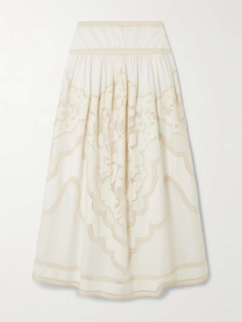 Zimmermann Daylight Broderie Anglaise Linen Maxi Skirt