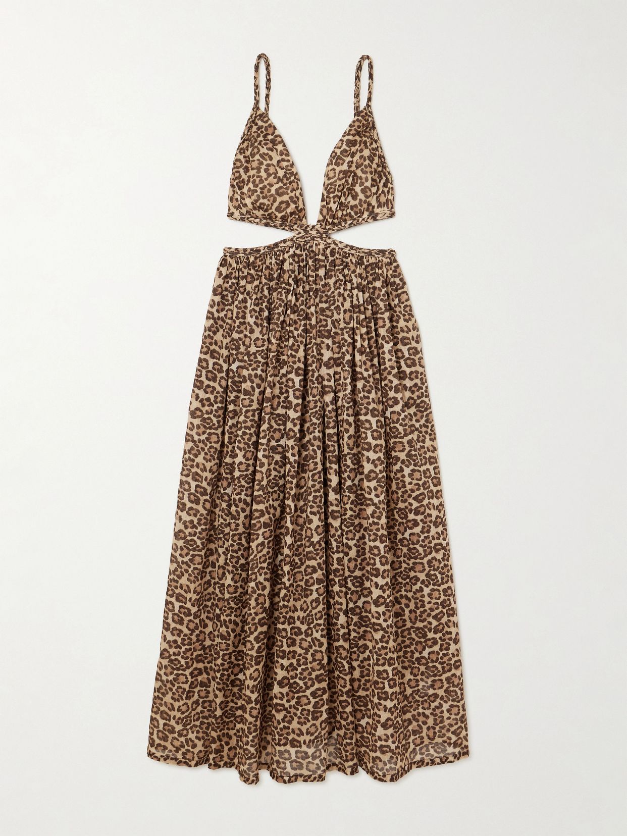 Wanderlust cutout leopard-print cotton-voile maxi dress